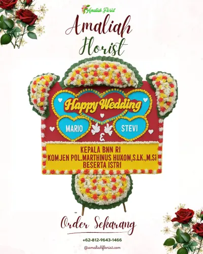 Karangan Papan Bunga Pernikahan di Jagabaya
